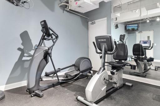 Well-equipped exercise room offering convenient on-site fitness options.
