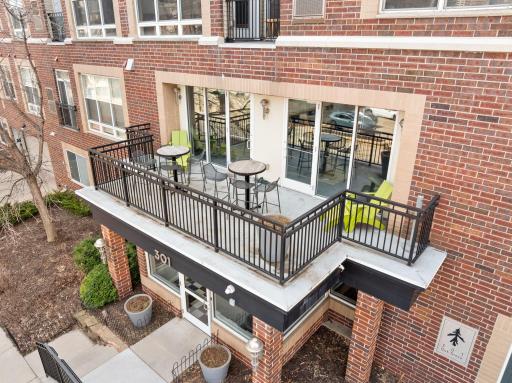 Shared outdoor patio with seating—perfect for relaxing or gathering with guests.