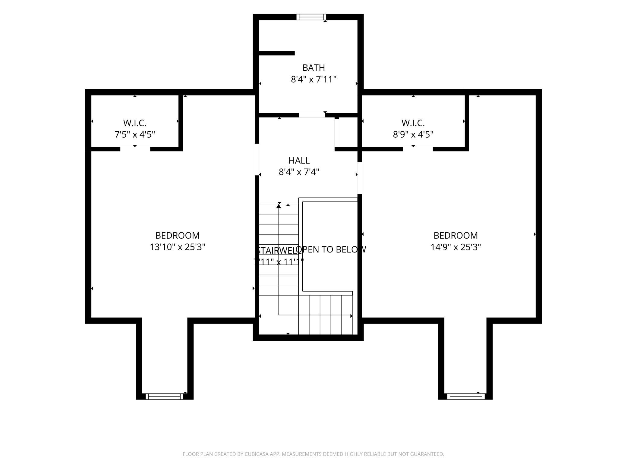 Upper Level Floor Plan with Room Dimensions