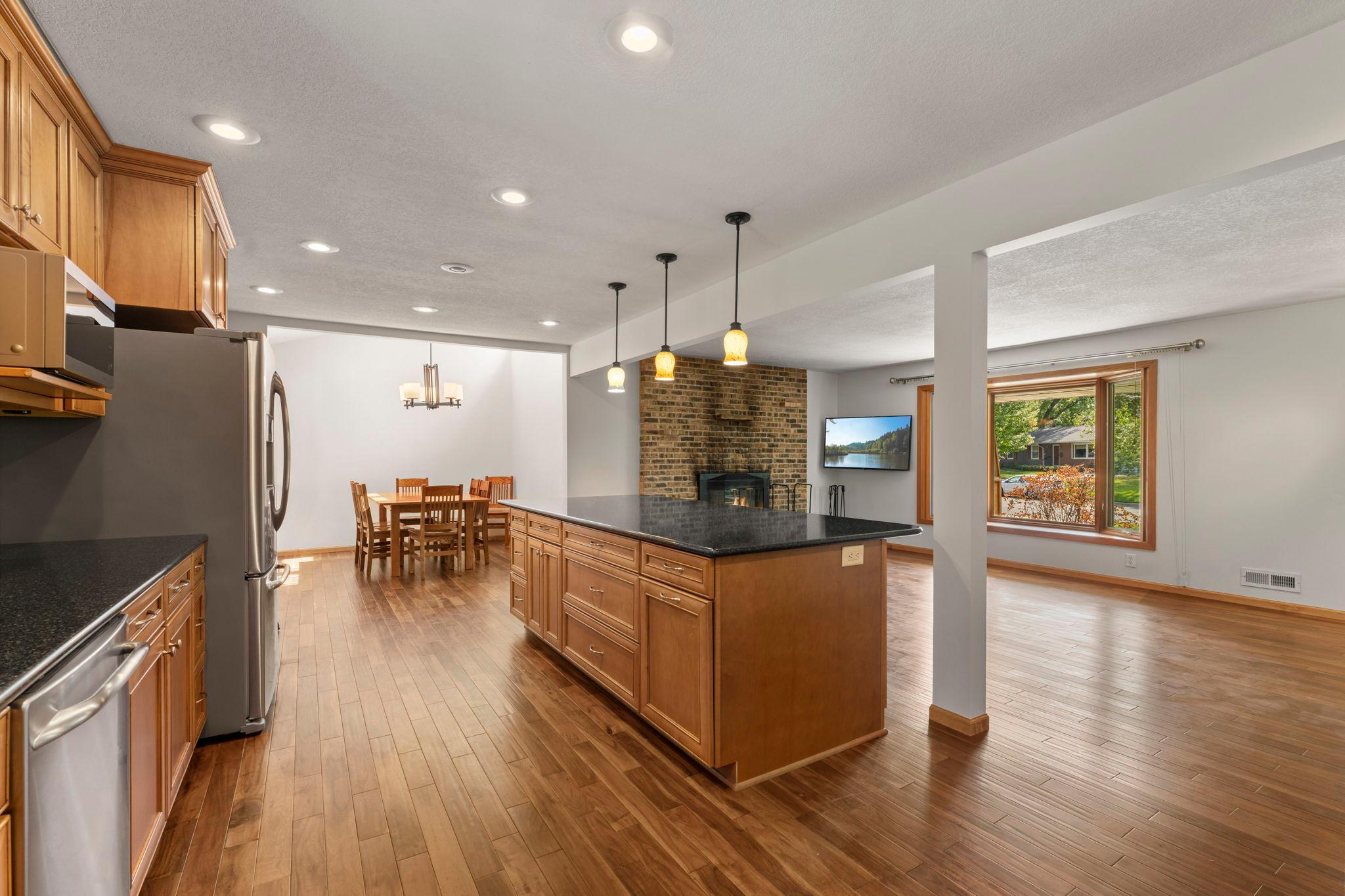 Large center island with storage and seating!