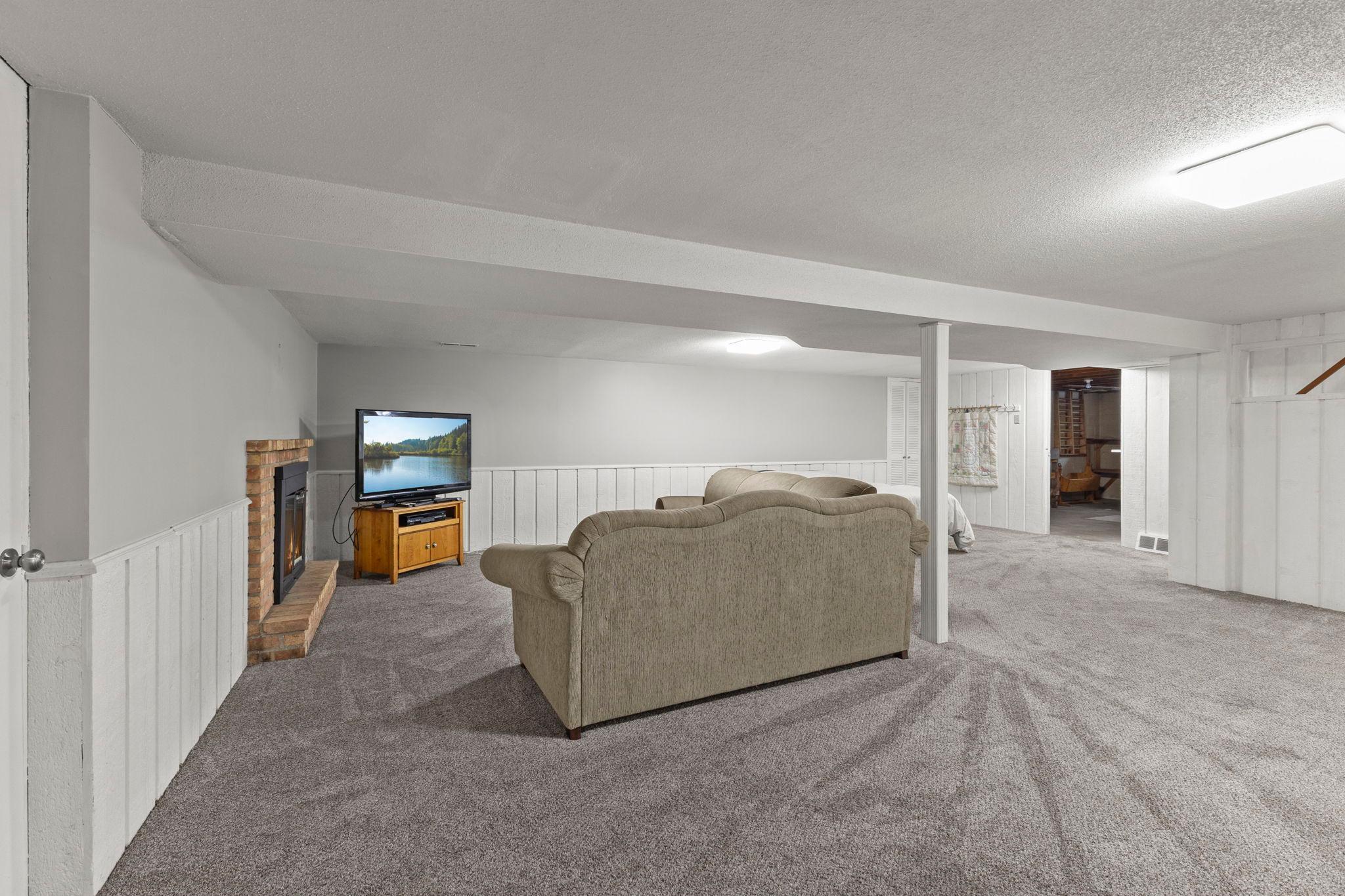 Downstairs, the spacious family room gives you another place to spread out.
