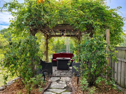 15 - Patio. Kiwi vine covered pergola for romantic dining and relaxation.