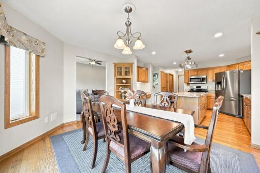 Open dinning looking into kitchen