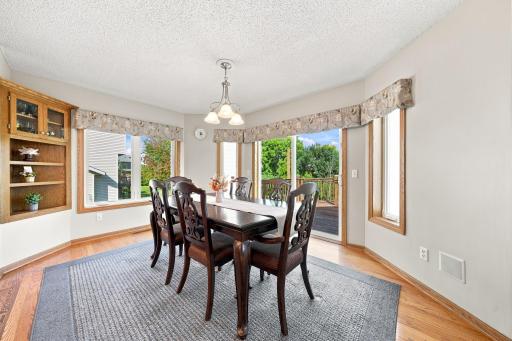 Dinning area with access to freshly painted deck