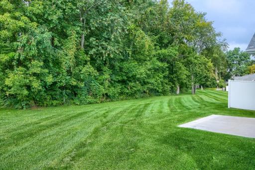 Private and lush backyard space with impeccably maintained yard