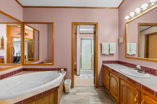 Excellent counter space and separate door into the shower & toilet area