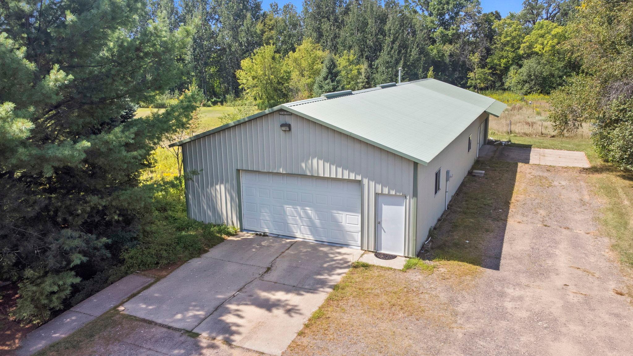 The pole building is set up as the front being the garage space with a middle workshop and the back is cold storage.