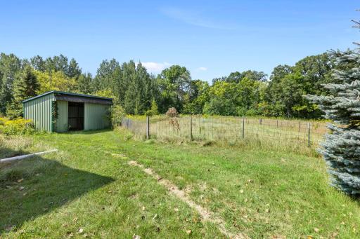 Next to the pole building is the loafing shed, the seller also used it for hay storage