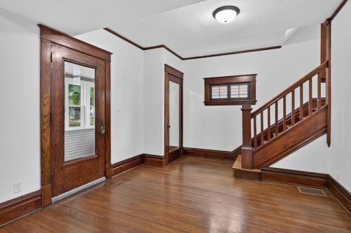 Notice the gorgeous woodwork and detail in this home. The interior walls have been freshly painted in SW Greek Villa.