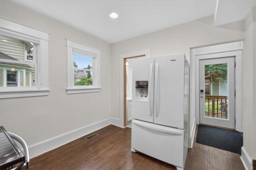 3/4 bath to the left, mudroom area to the right