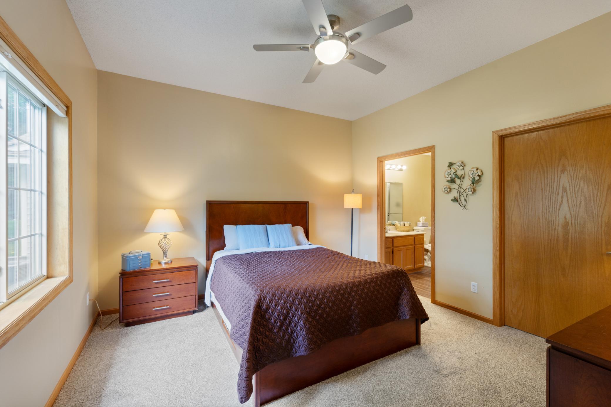 Primary suite is large with bright window, walk in closet and private 3/4 bathroom
