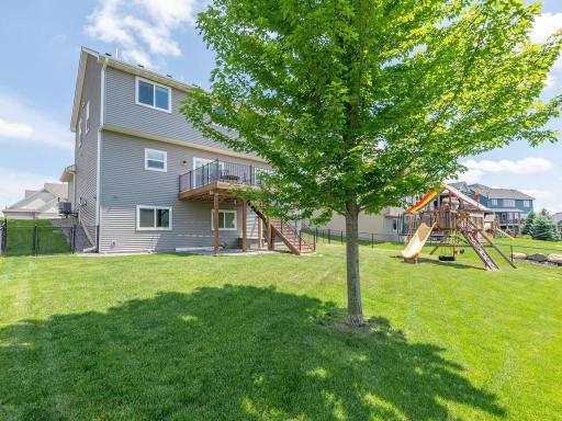 Large backyard with plenty of room to play and entertain.