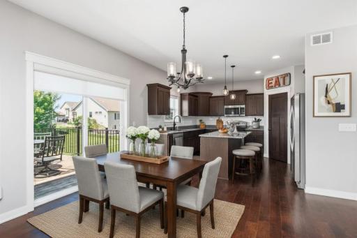 Virtually staged kitchen/dining area