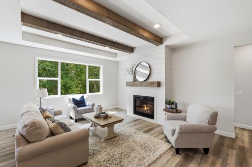 living room with step vault