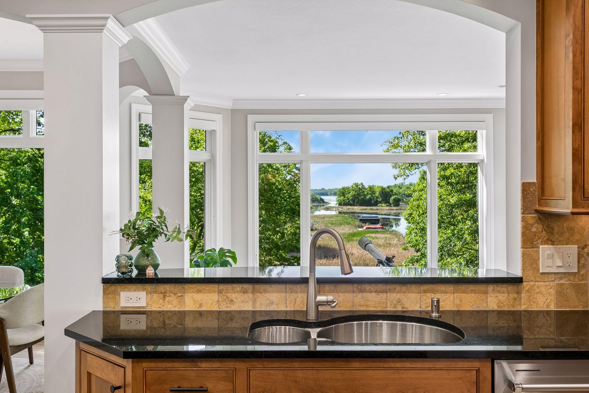The view from the kitchen sink... yes, this is real.