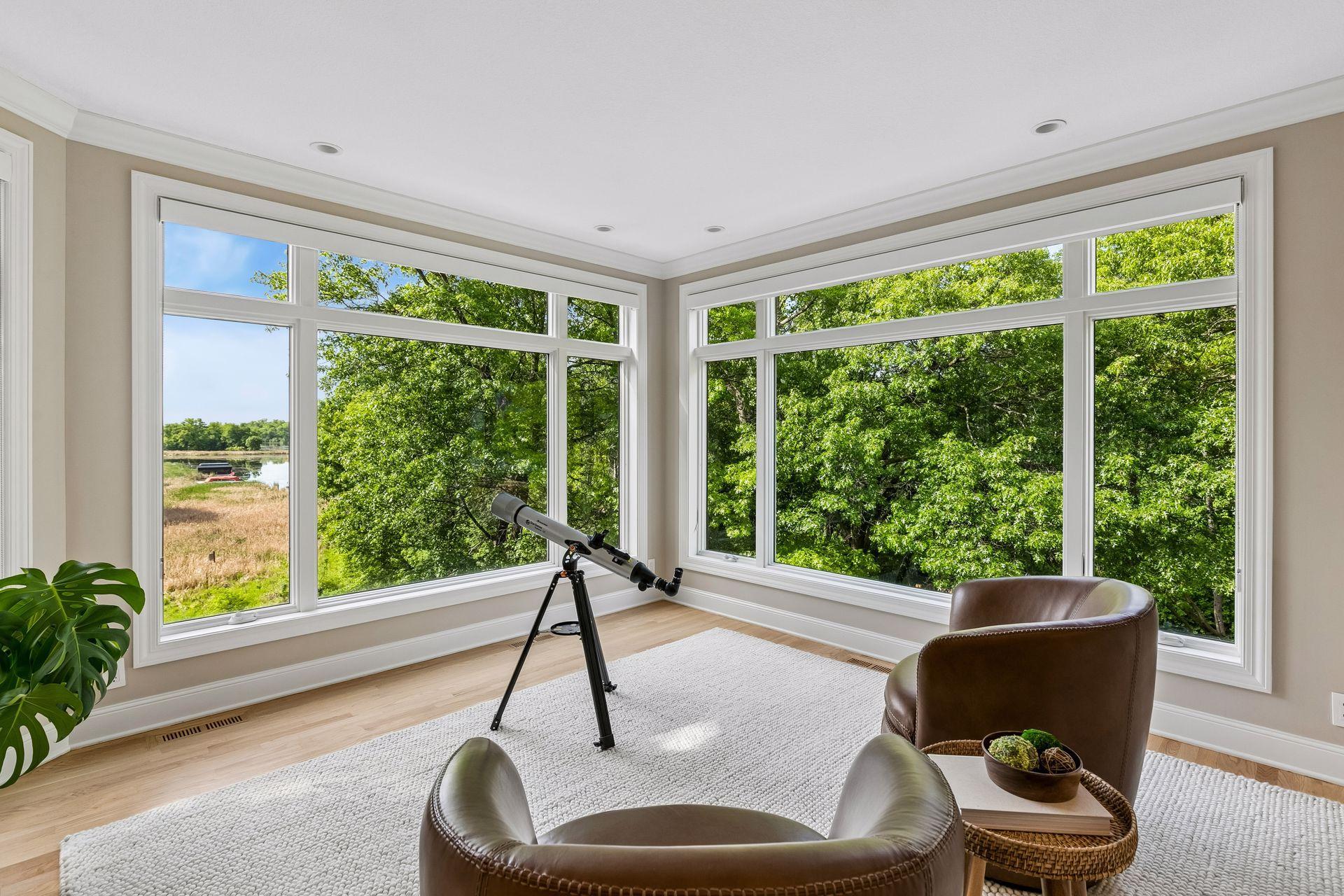 Winter, spring, summer, or fall, this favorite room offers windows for days, stunning lake views, endless bird watching, and starry nights you'll never forget.