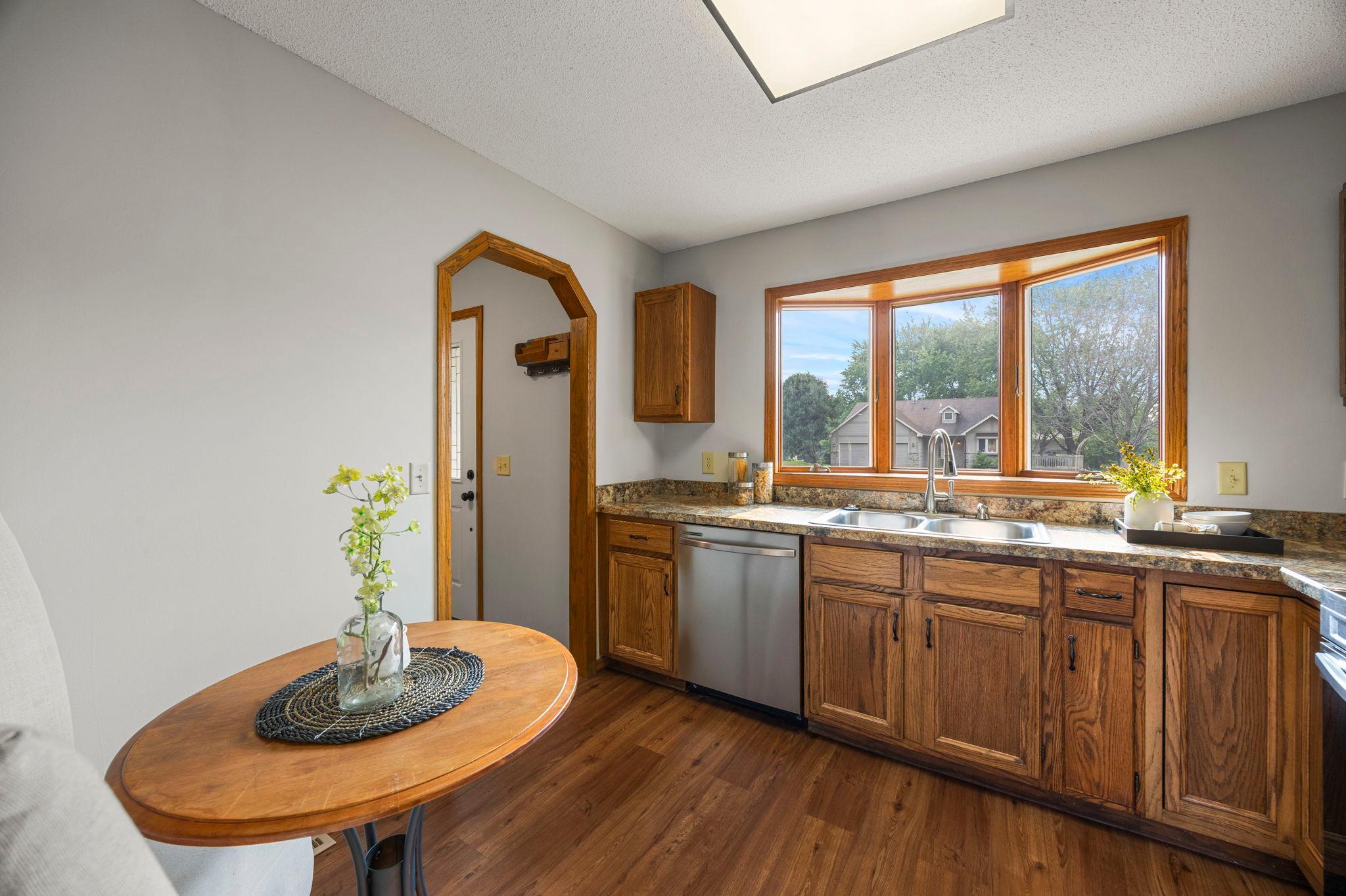 A different perspective of this warm and inviting kitchen.