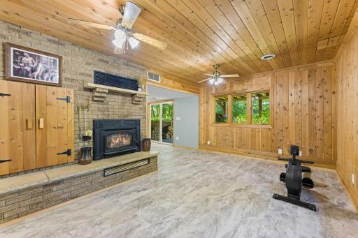 Lower Level Recreation Room with Wood Burning Fireplace