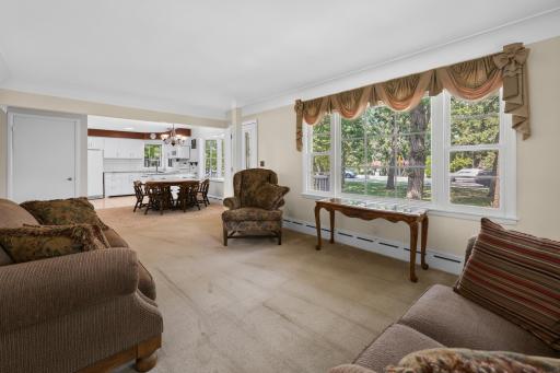 Open Concept flow from the Living room through the dining to the kitchen space.