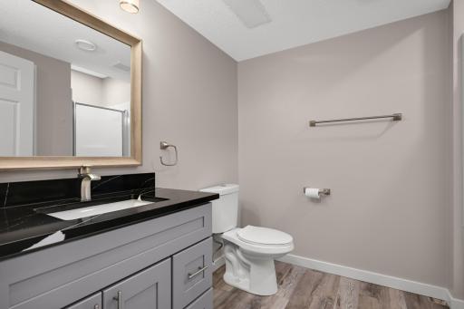 Nicely updated lower level 3/4 bath.