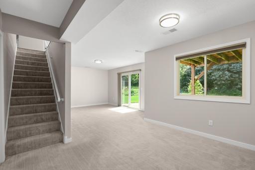 Down the stairs, go left to the HUGE family/rec room!