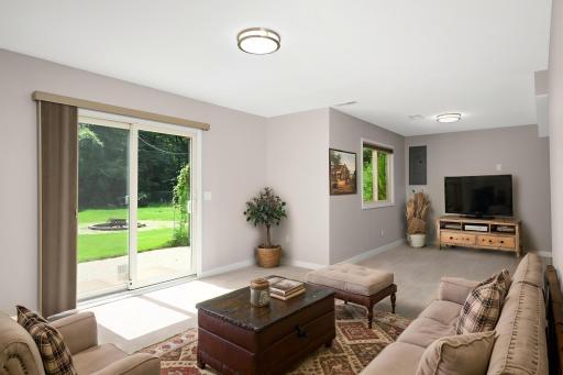 Lower Level Family Room Walkout - Virtually Staged