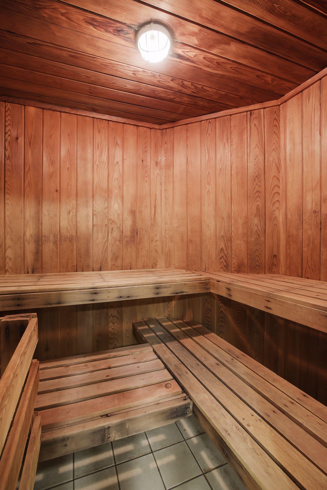8 person sauna adjacent to the pool