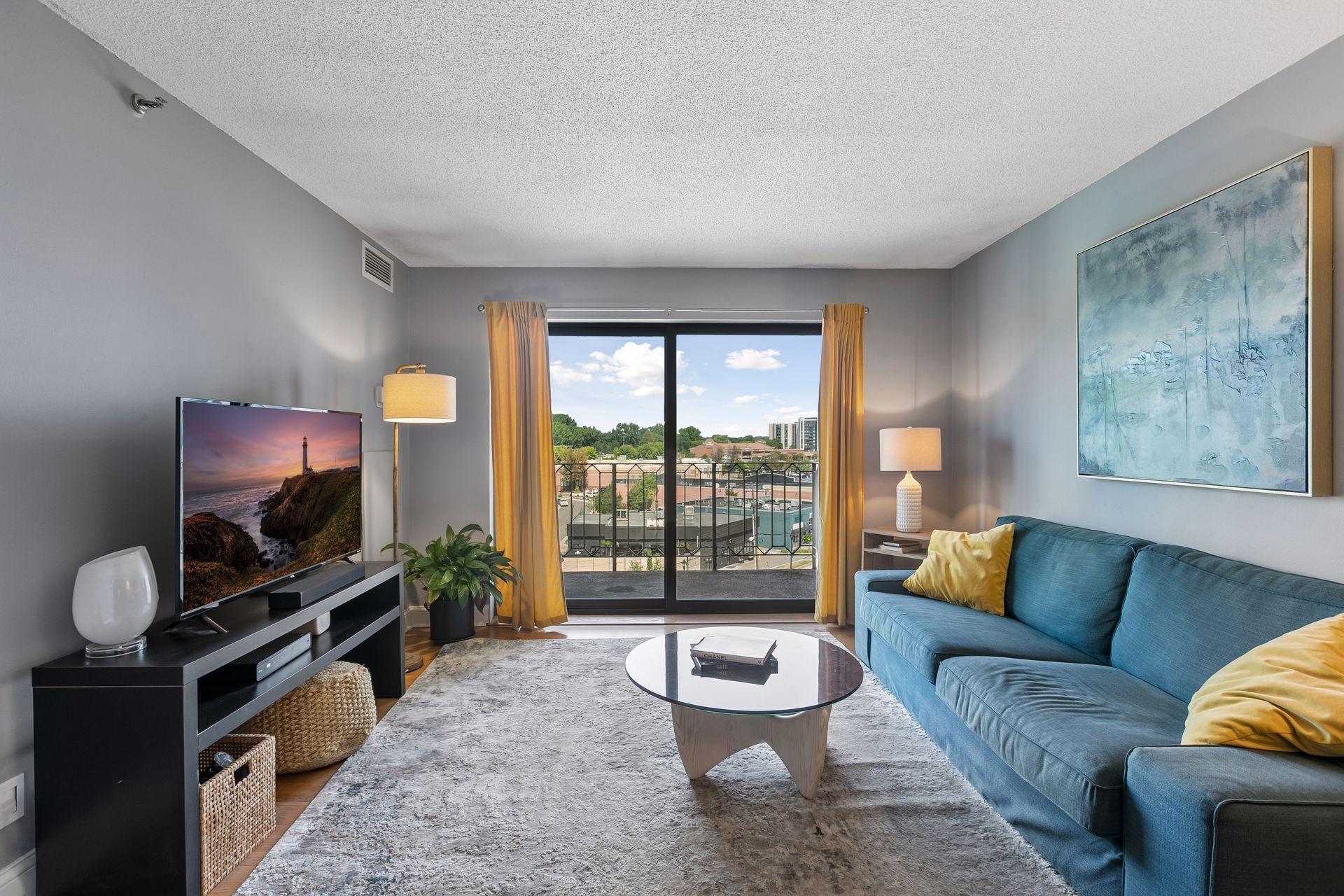 Rectangular living room makes furniture arrangement easy.