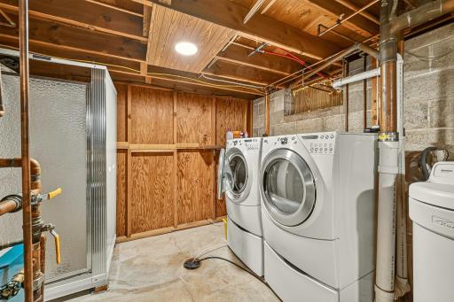 Laundry room and shower in the basement