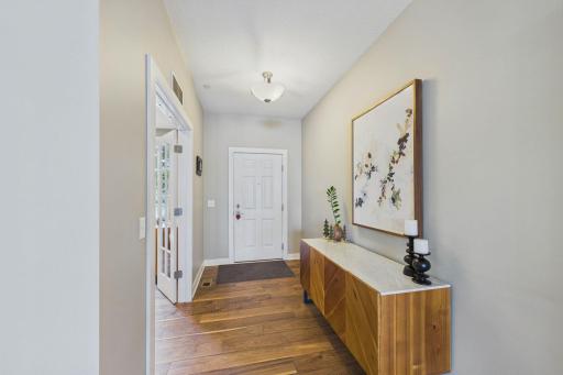 The front foyer. To the left on this photo is the entrance into the main-floor office through the French doors.