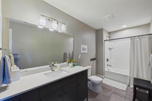 The upper-floor bathroom! This was recently remodeled in 2025.