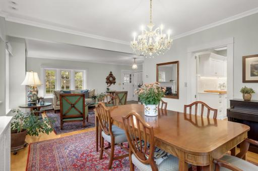 The dining room is spacious enough for a large table