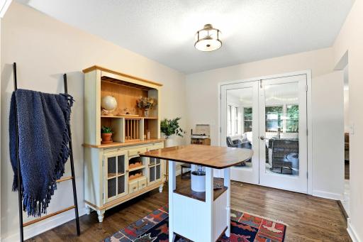 Dining room with french door to porch