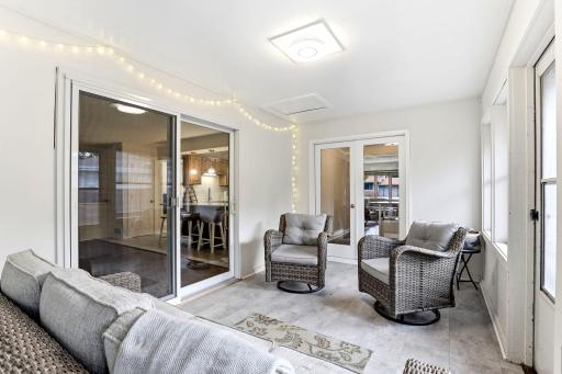 Lighted porch is relaxing any time of day or evening