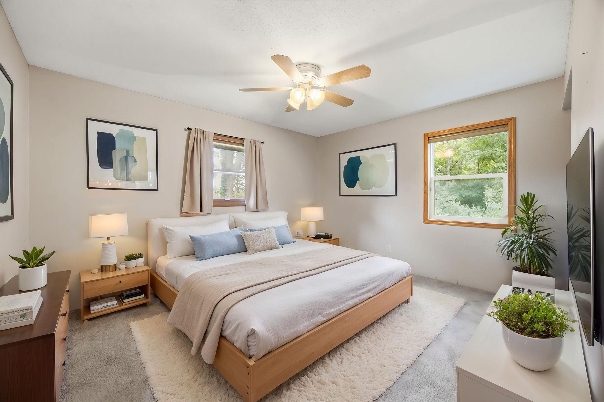 Digitally Staged Primary Bedroom