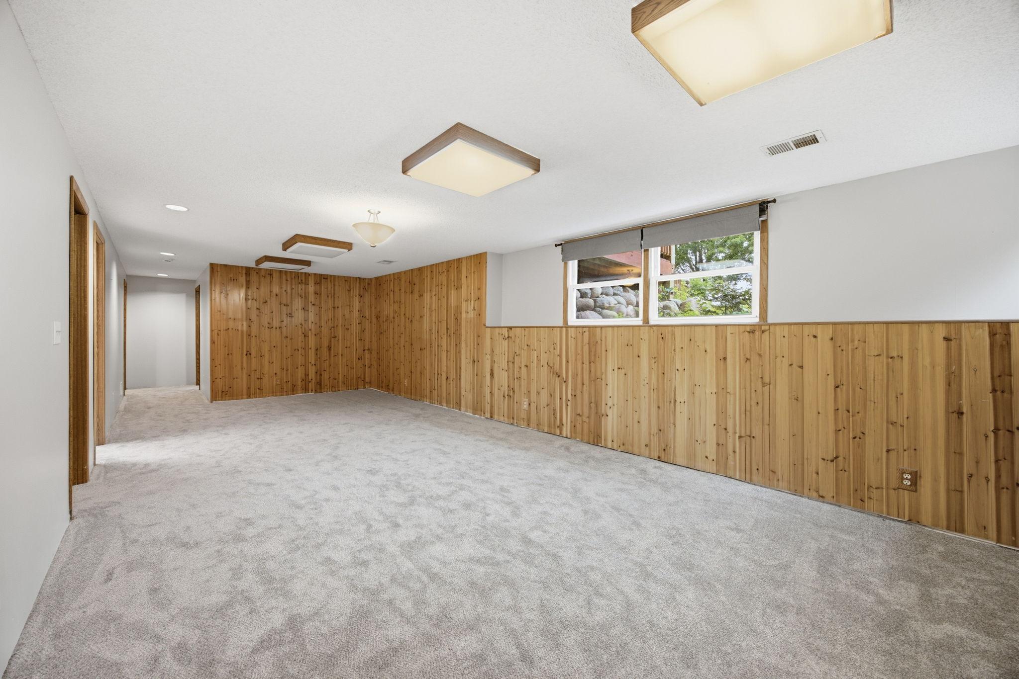 Lower Level Family room with garden level windows