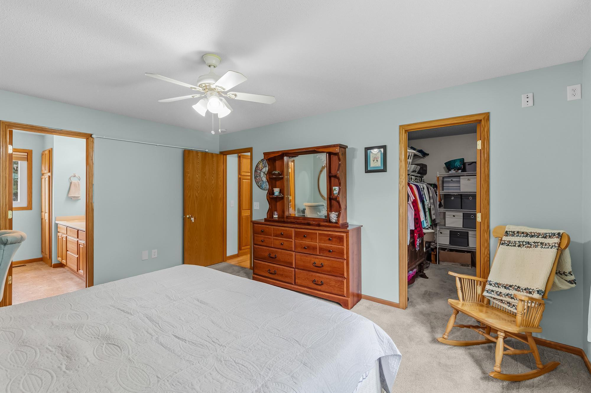 Your primary suite is fully equipped with a private en-suite bathroom and a walk-in closet.