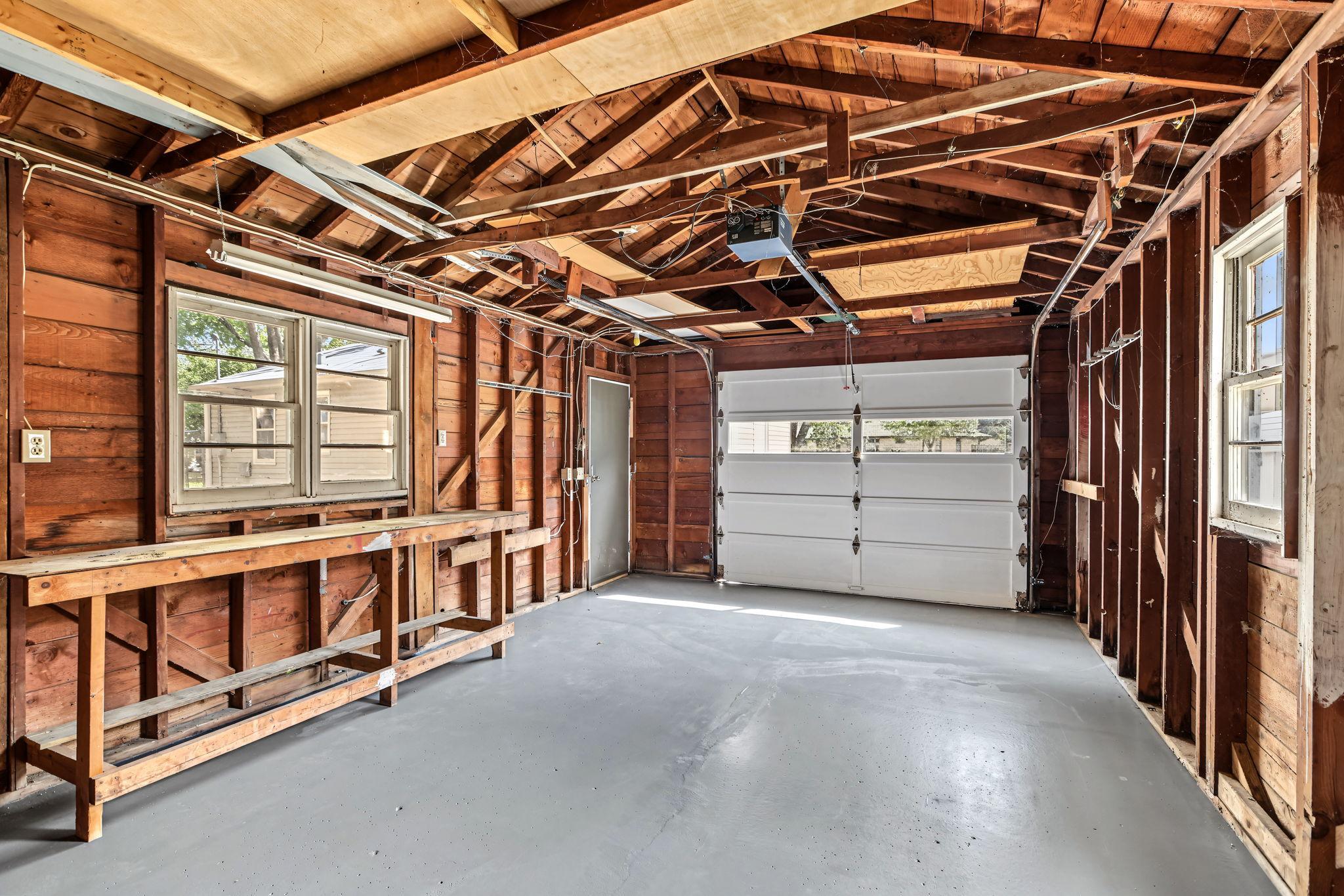 Clean garage with storage