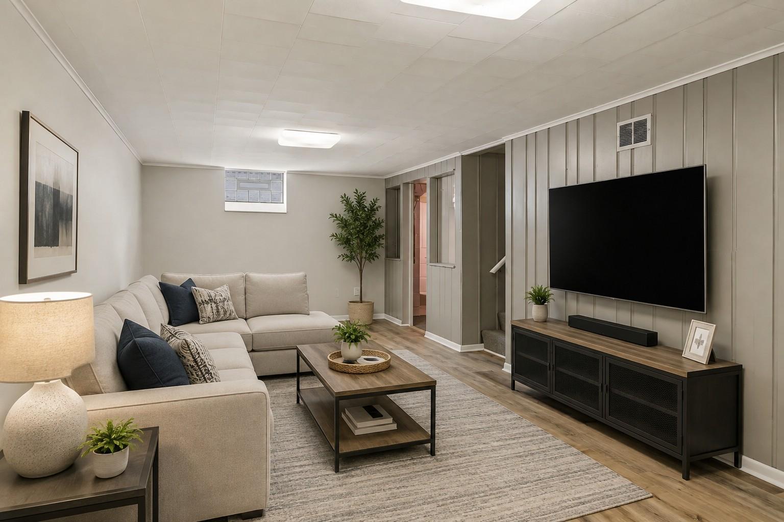 Lower level virtually staged