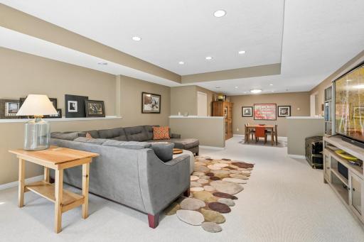 Open lower level, room for guests to spread ou