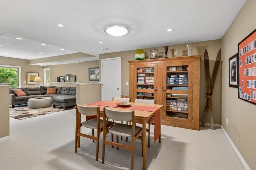 Lower-level game room for puzzles, cards, and hobbies