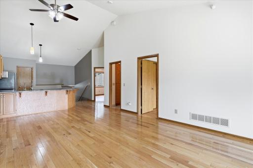 Open upper level with hardwood floors