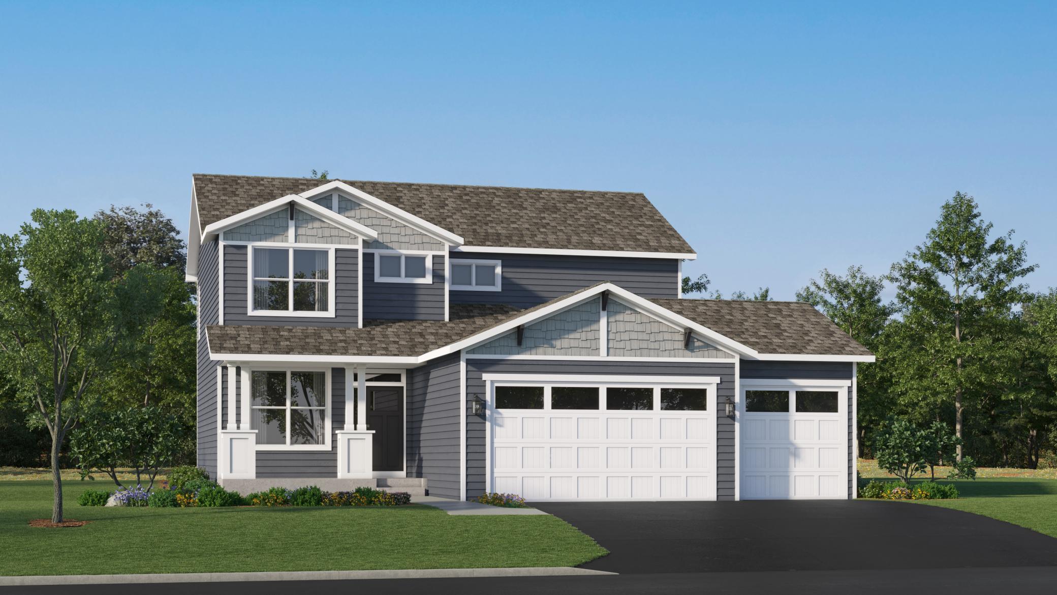 (Exterior rendering, actual home's finishes will vary.)