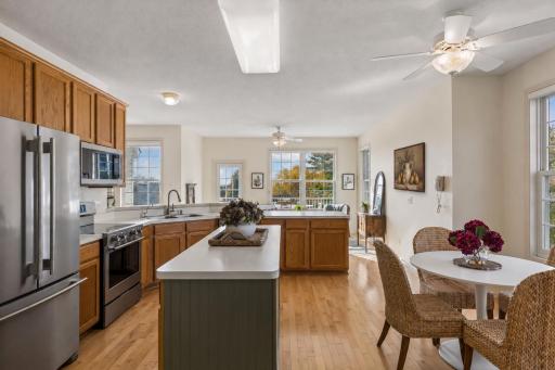 Kitchen includes all new stainless steel appliances.