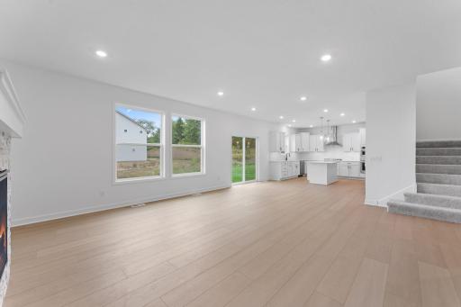 Sliding doors provide convenient access to the outdoor area