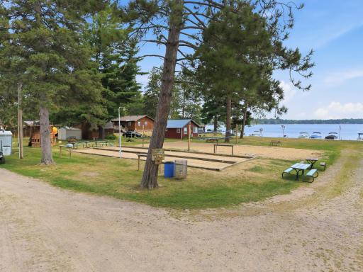 Bocce ball and volleyball courts