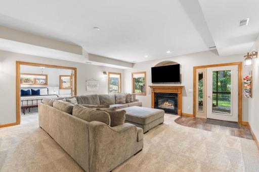 A second fireplace in lower level family room