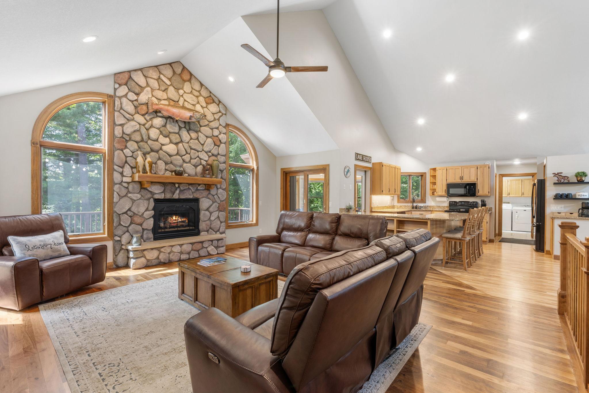 How about that gorgeous stone gas fireplace??