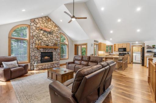 How about that gorgeous stone gas fireplace??