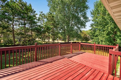 Oversized deck, freshly stained